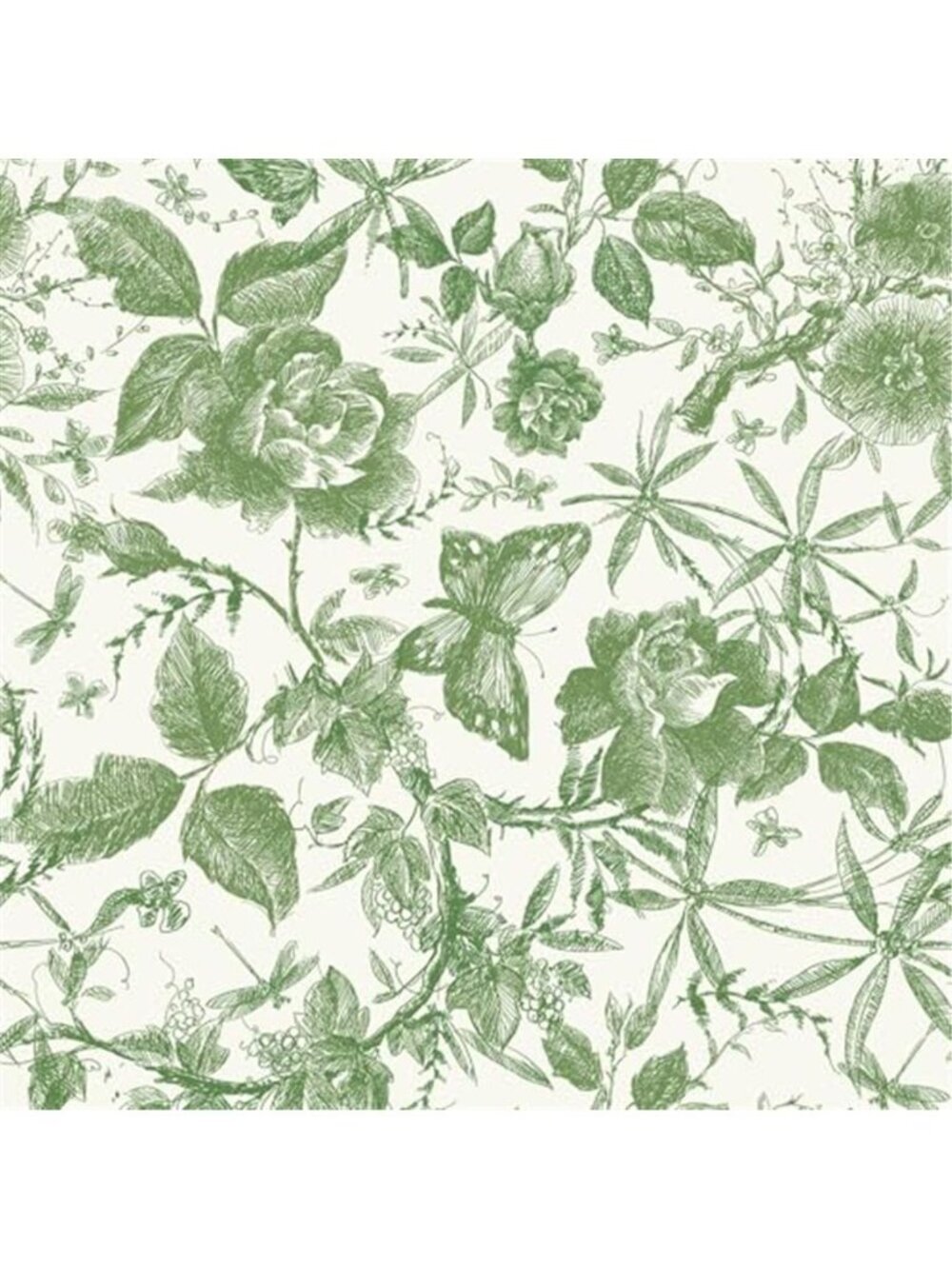 Peel Stick Floral Wallpaper Green Butterfly Rose Vintage Contact Paper Decor